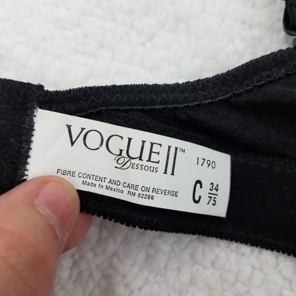 Vogue Dessous Bra‎ 34C Black Satin Strappy Underwir - Picture 6 of 7